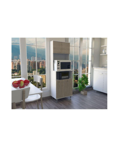 Mueble Alacena Catina, Blanco y Beige, con Gran Capacidad de Almacenamiento