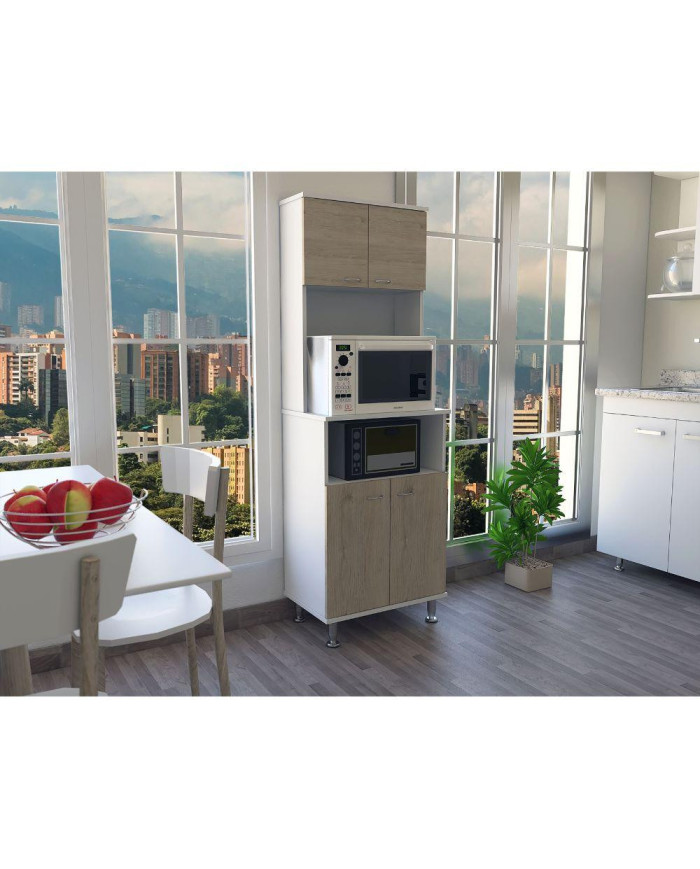 Mueble Alacena Catina, Blanco y Beige, con Gran Capacidad de Almacenamiento