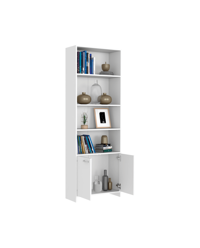 Biblioteca Milán, Blanco Duqueza, con Dos Puertas Abatibles y Cuatro Entrepaños