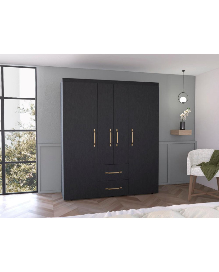 Closet Eco Golden, Wengue y Dorado, Variedad de Entrepaños y Seis Puertas Abatibles