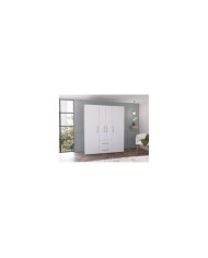 Closet Eco Golden, Blanco y Dorado, Variedad de Entrepaños y Cuatro Puertas Abatibles