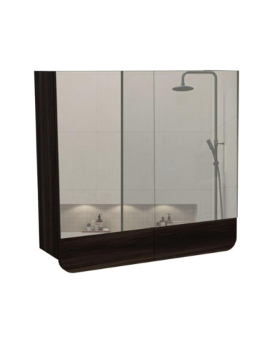 Gabinete de Baño Alondra,  Caoba y Gris, con Dos Puerta Batibles y Dos Espejos