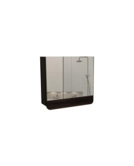 Gabinete de Baño Alondra,  Caoba y Gris, con Dos Puerta Batibles y Dos Espejos