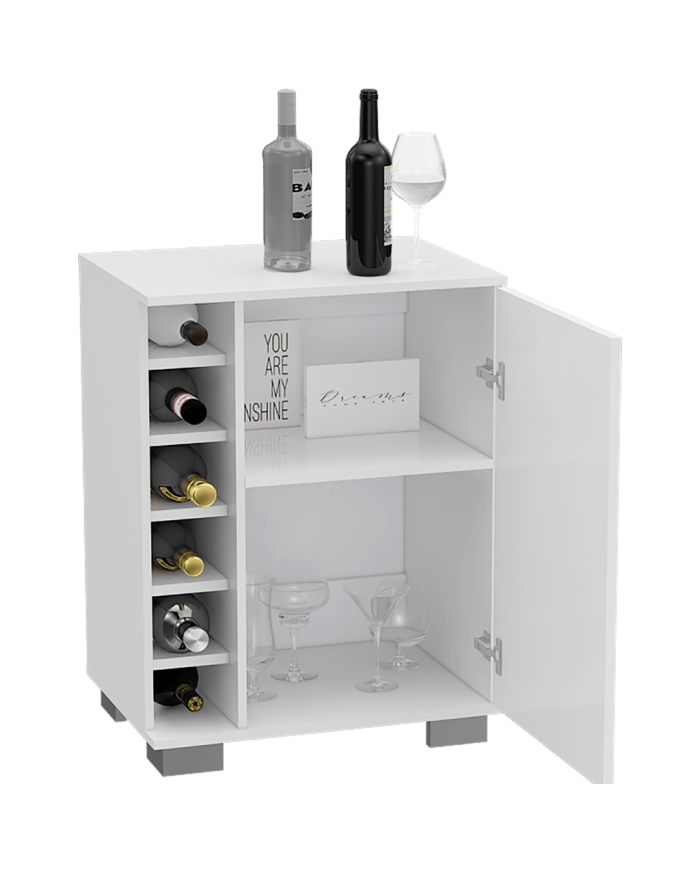 Bar Rayo, Blanco, Espacio Para Botellas y Porta Copas