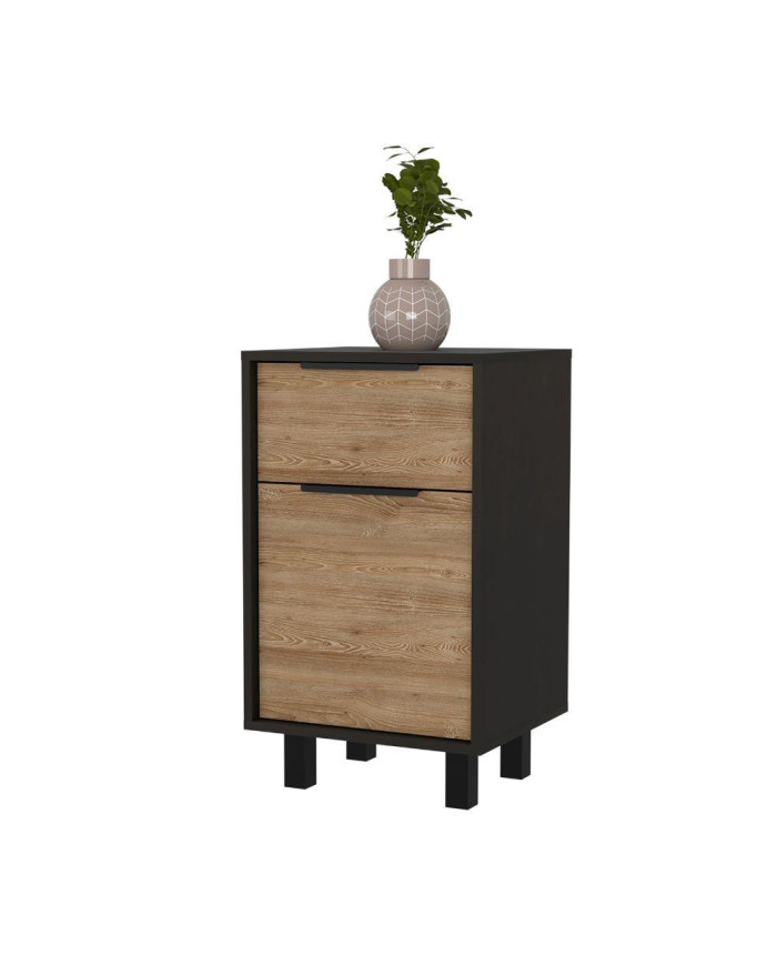 Mesa de Noche Wesley, Wengue y Miel, con Diseño Practico, Funcional y Modeno    ZF