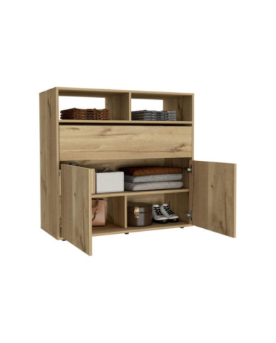 Organizador Felix, Café Claro, con Dos Puertas Abatibles y Un Cajón