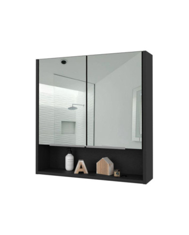 Gabinete de Baño Rawana, Wengue, Incluye Espejo y Entrepaños Para Guardar Objetos de Aseo  ZF