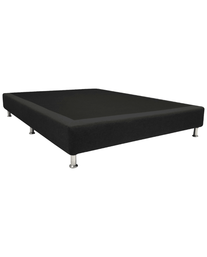Base Cama Semidoble Woody, Negro, con Tendido de Tablas