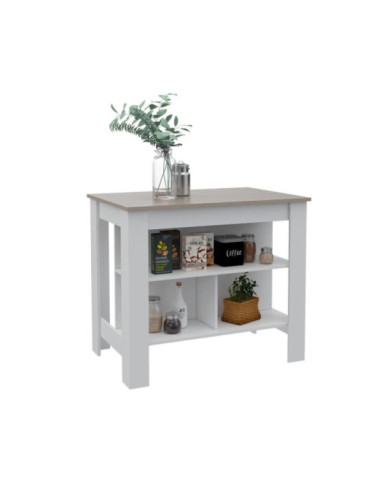 Barra de Cocina Cala, Humo y Blanco Nevado, con Amplia Supeicie En La Mesa  ZF