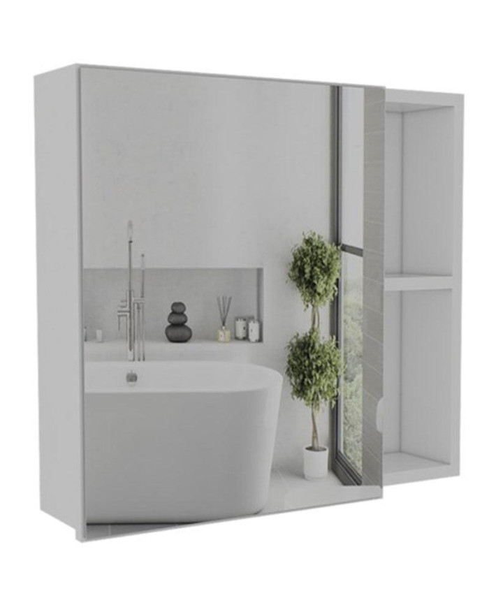 Gabinete de Baño Baham, Blanco, Incluye Puerta Espejo y Tres Entrepaños ZF