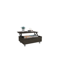 Mesa de Centro Albar, Grafito, con Cajón Interno y Patas Metálicas  ZF