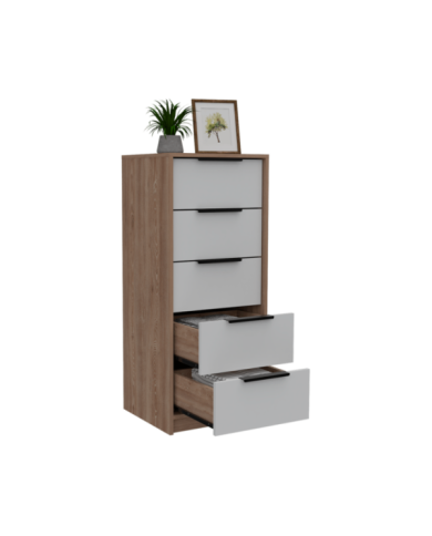 Organizador Wesley, Blanco y Miel, con Cinco Cajones  ZF