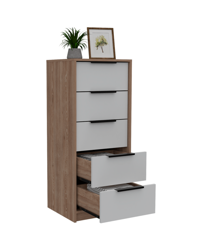 Organizador Wesley, Blanco y Miel, con Cinco Cajones  ZF