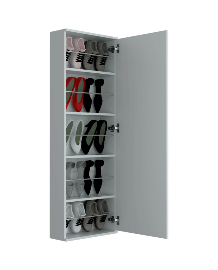 Zapatero Isia con Espejo, Blanco, con Amplio Espacio de Almacenamiento Incluye Espejo ZF