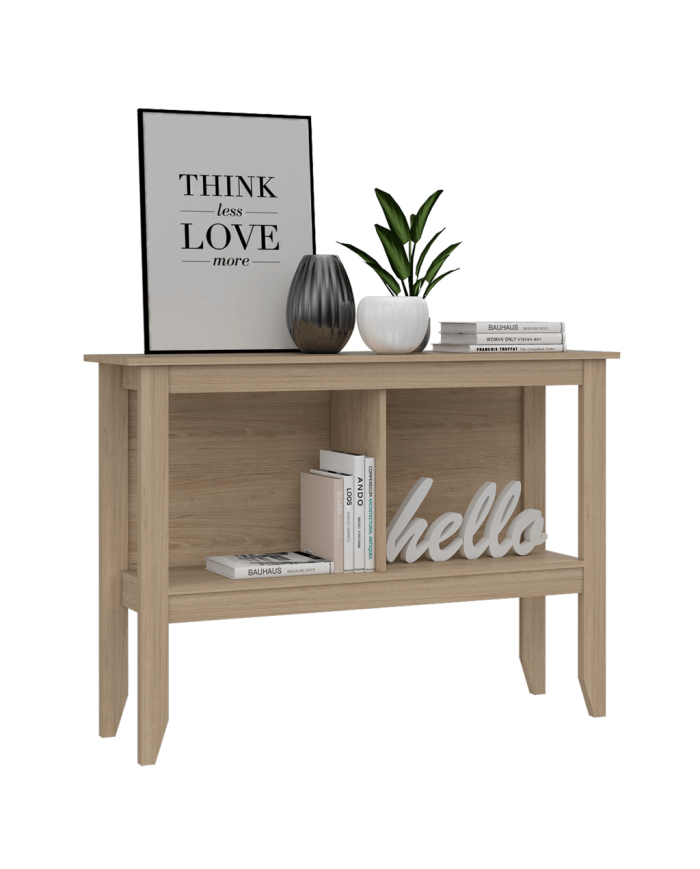 Mesa Auxiliar Sarume, Beige, con Entrepaño Doble y Amplia Superficie ZF