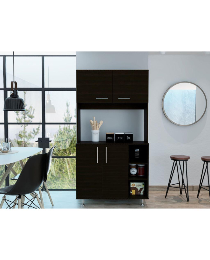 Alacena Everton, Wengue, con Cuatro Puertas y Patas de Acero  ZF