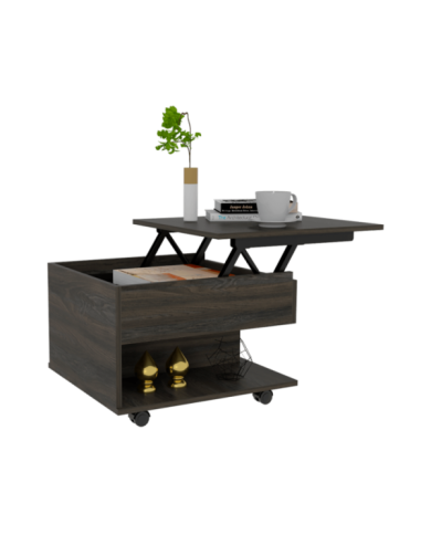 Mesa de Centro Salento, Grafito, con Espacio Extensible y Rodachinas de Freno ZF