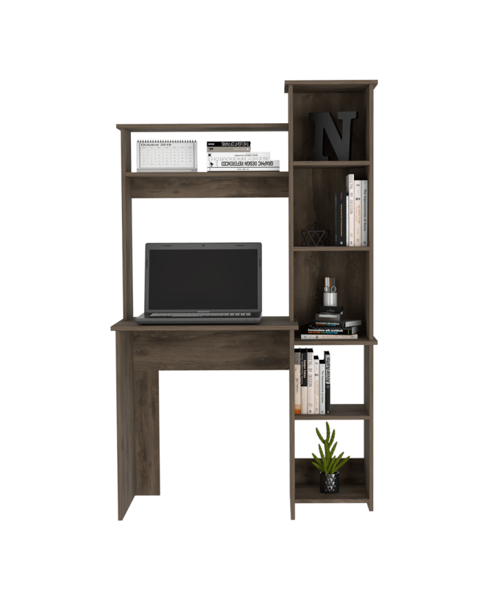 Escritorio Cerín, Nogal, con Seis Entrepaños y Gran Espacio de Almacenamiento    ZF