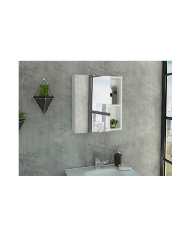 Gabinete de Baño Labell, Blanco, con Puerta Espejo y Entrepaños ZF