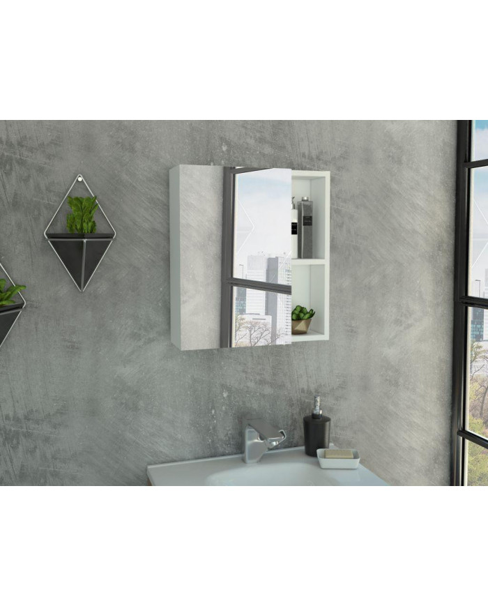 Gabinete de Baño Labell, Blanco, con Puerta Espejo y Entrepaños ZF