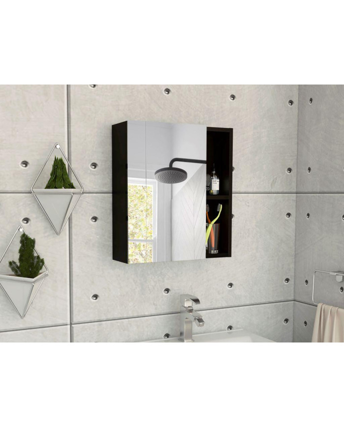 Gabinete de Baño Labell, Wengue, con Puerta Espejo y Entrepaños ZF