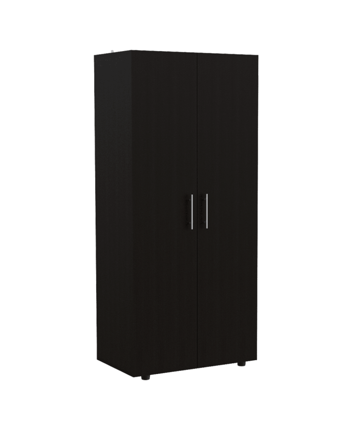 Closet Derek, Wengue, Dos Puertas Abatibles y Dos Tubos Cromados