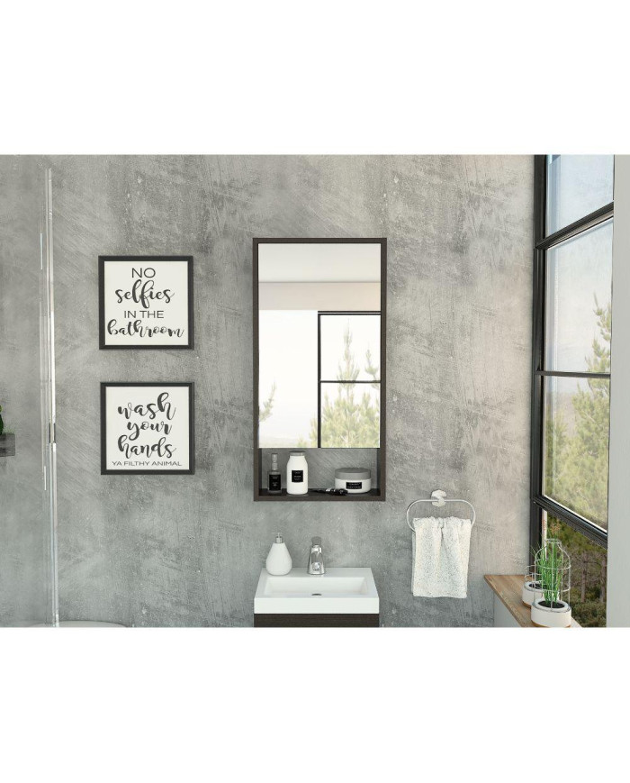 Gabinete de Baño Merín, Wengue, con Espejo y Tres Entrepaños  ZF