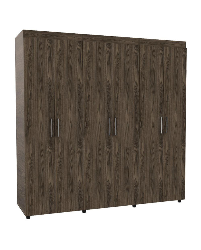 Closet Zafiro, Chocolate, con Dos Cajones Multiusos y Seis Puertas Abatibles  ZF