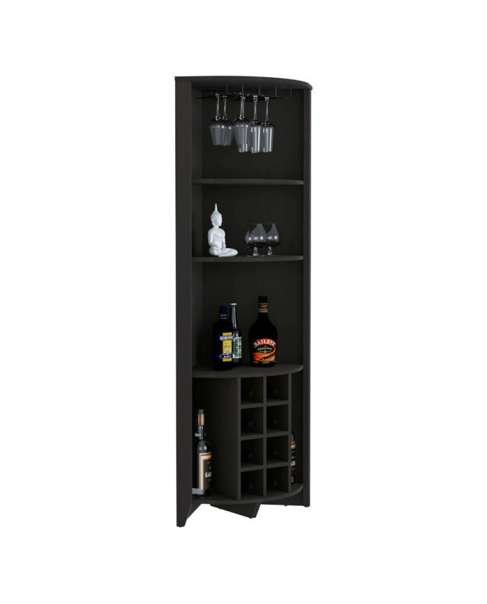 Bar Esquinero Sarume, Wengue, con Espacio para Ocho Botellas y Tres Entrepaños ZF