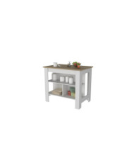 Barra de Cocina Cala, Café Claro y Blanco, con Amplia Supeicie En La Mesa    ZF