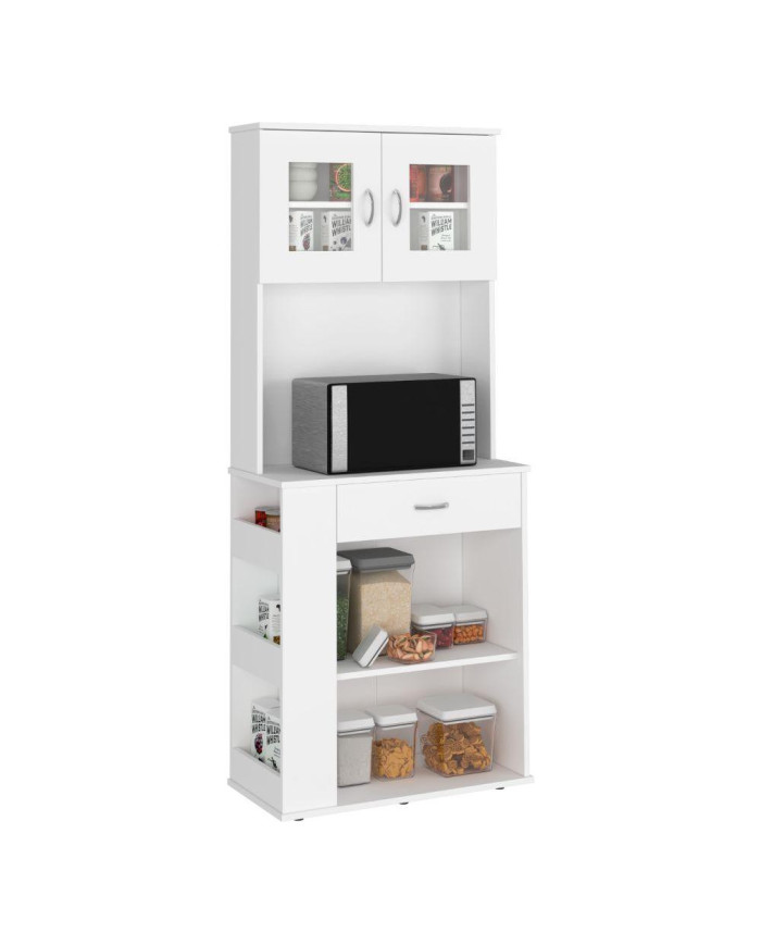 Módulo Microondas Eddie, Blanco, con Un Cajón y Cinco Entrepaños    ZF