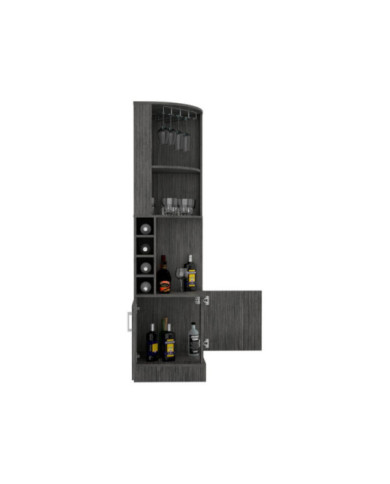 Bar Esquinero Celeste, Gris, con Dos Puertas y Espacio Porta Copas ZF