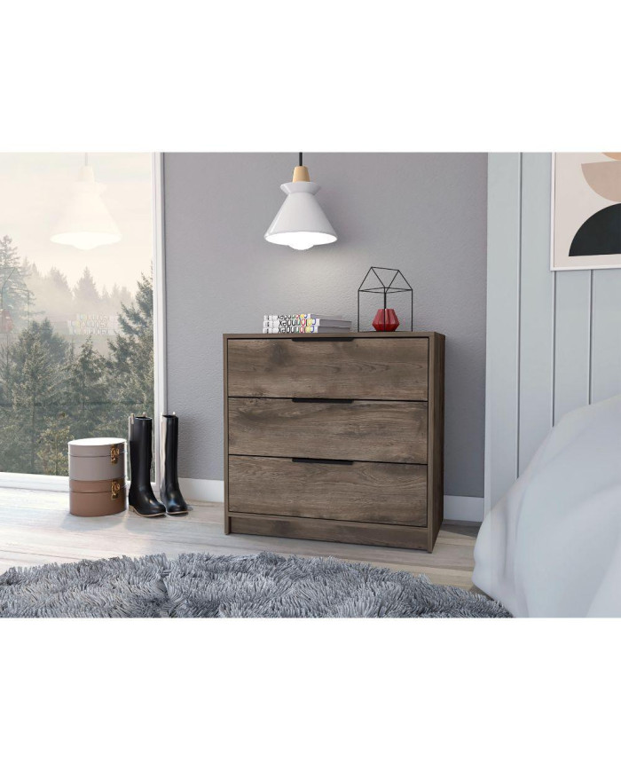 Organizador Wesley, Nogal, con Tres Cajones Organizadores y Manijas Metálicas ZF