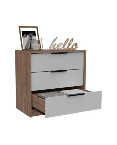 Organizador Wesley, Miel Blanco, con Tres Cajones Organizadores y Manijas Metálicas    ZF