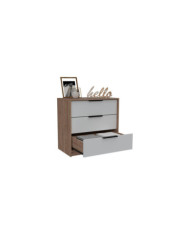 Organizador Wesley, Miel Blanco, con Tres Cajones Organizadores y Manijas Metálicas    ZF