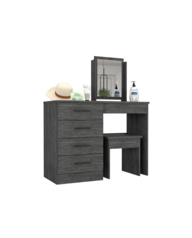 Mueble Tocador Wesley,Gris, con Cuatro Cajones Para Ubicar Maquillaje