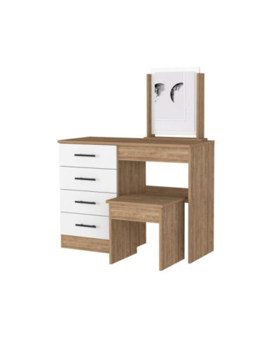 Mueble Tocador Wesley, Miel y Blanco, con Cuatro Cajones Para Ubicar Maquillaje  ZF