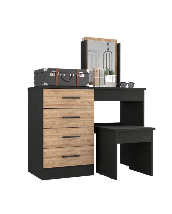 Mueble Tocador Wesley, Wengue y Miel, con Cuatro Cajones Para Ubicar Maquillaje  ZF