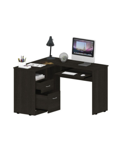 Escritorio En L Dallet, Wengue, con Dos Cajones Deslizables    ZF