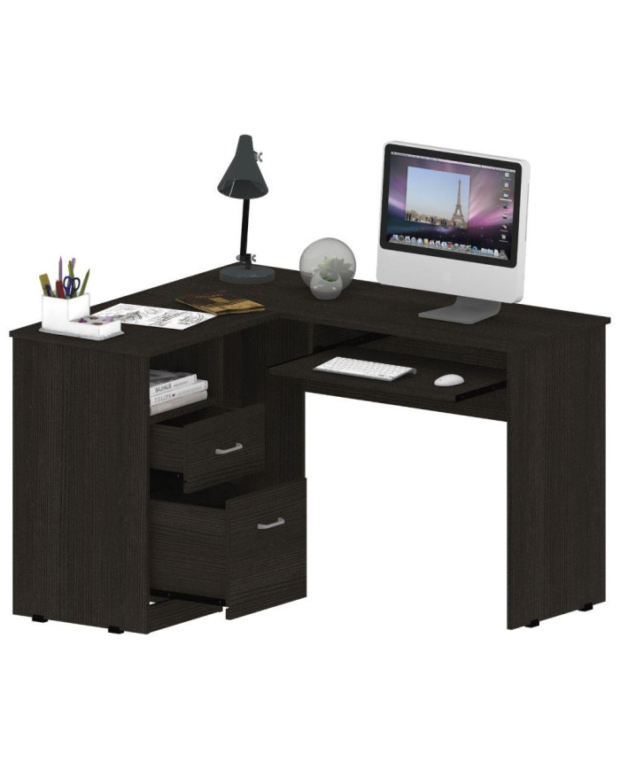 Escritorio En L Dallet, Wengue, con Dos Cajones Deslizables    ZF