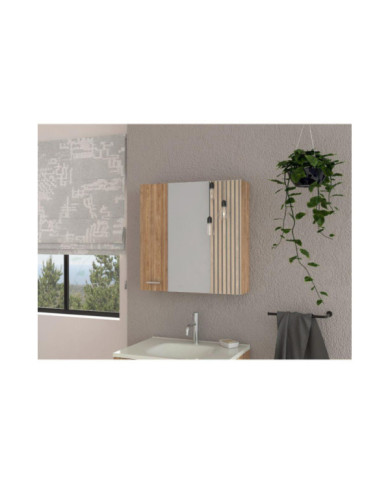 Gabinete de Baño Apolis, Miel, con Puerta Espejo y Dos Entrepaños Para Ubicar Múltiples Objetos   ZF