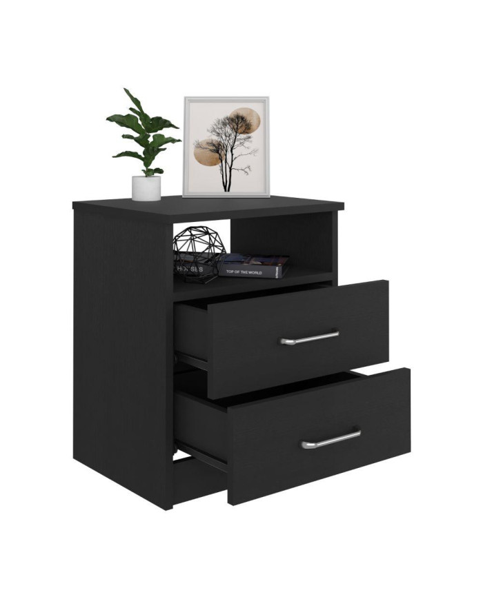 Mesa de Noche Cantabria, Wengue, con Dos Cajones  ZF