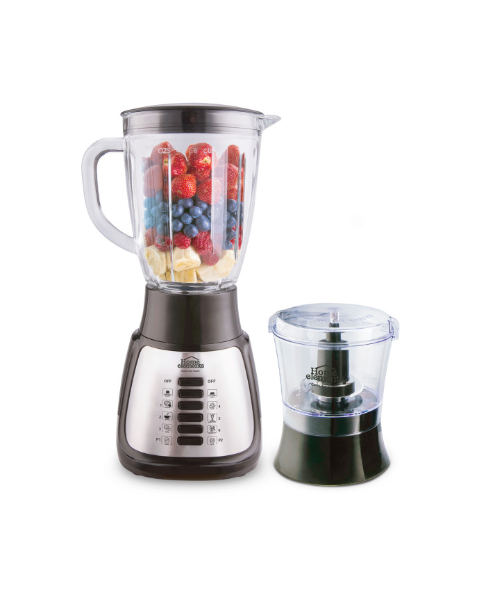 Licuadora Hebl1055N Vaso Vidrio C/Picat Silver 6 Vel+2 Pulso