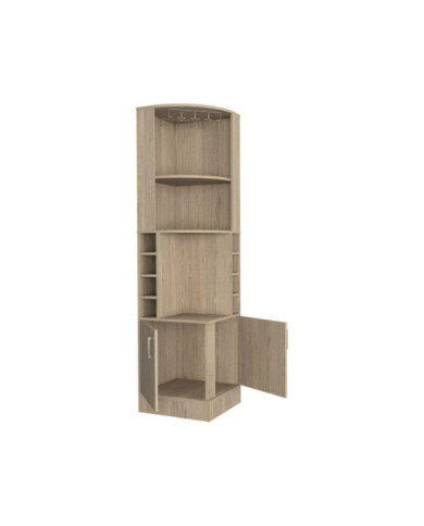 Bar Esquinero Ascher, Beige, con Dos Puertas y Porta Copas