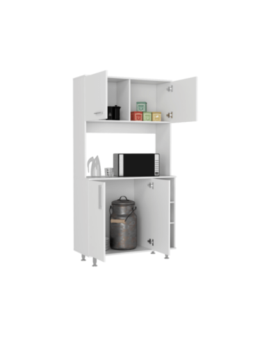 Alacena Everton, Blanco, con Cuatro Puertas y Patas de Acero