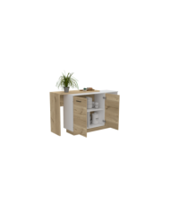 Barra de Cocina Eris, Café Claro y Blanco, con Dos Puertas Batientes ZF