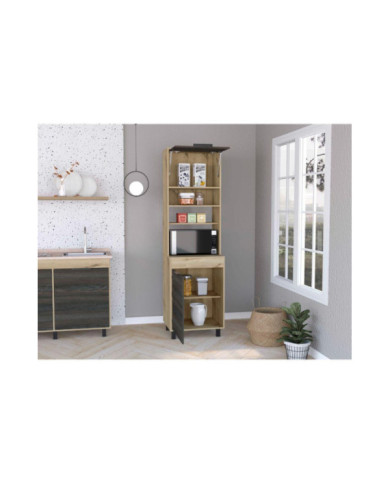 Modulo Microondas Larry, Café Claro y Grafito, con Dos Puertas  ZF