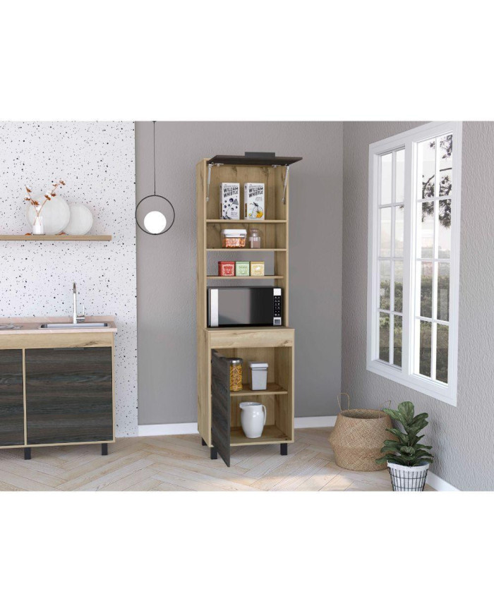 Modulo Microondas Larry, Café Claro y Grafito, con Dos Puertas  ZF