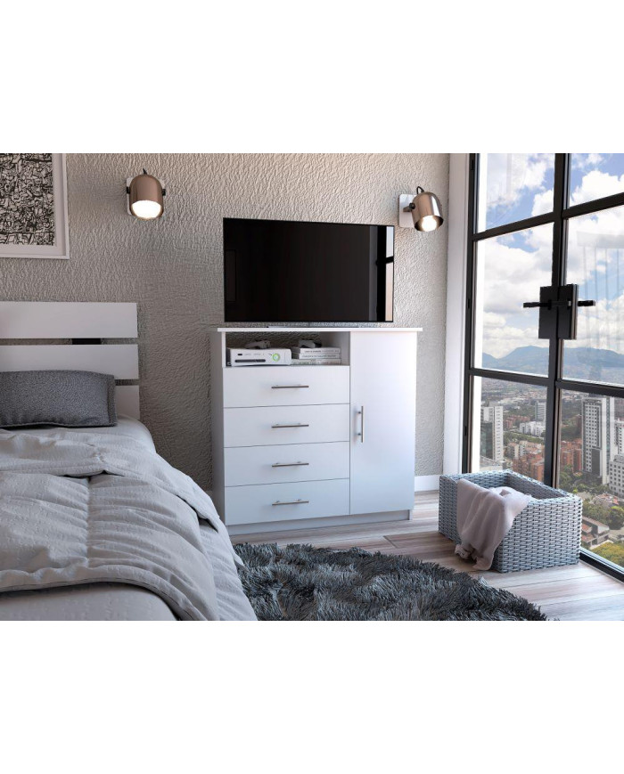 Organizador Barlovento, Blanco Perla, con Cuatro Cajones Deslizables  ZF