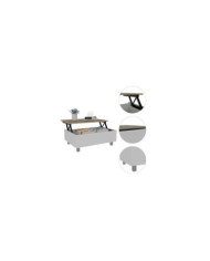 Mesa de Centro Albar, Blanco y Café Claro, con Entrepaño Extensible y espacio para almacenamiento ZF